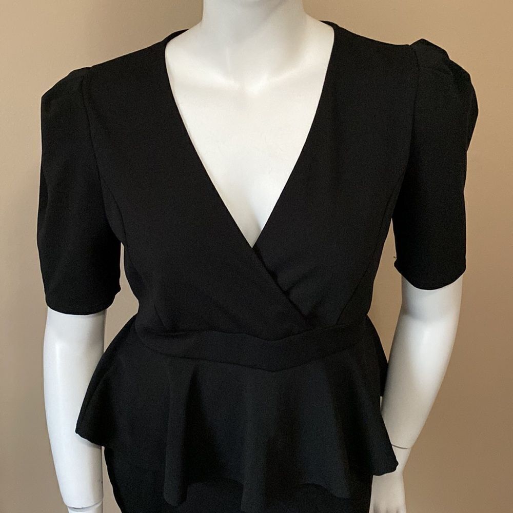 NWT Fashion Nova Black Peplum Dress - Size:1X - Picture 6 of 16